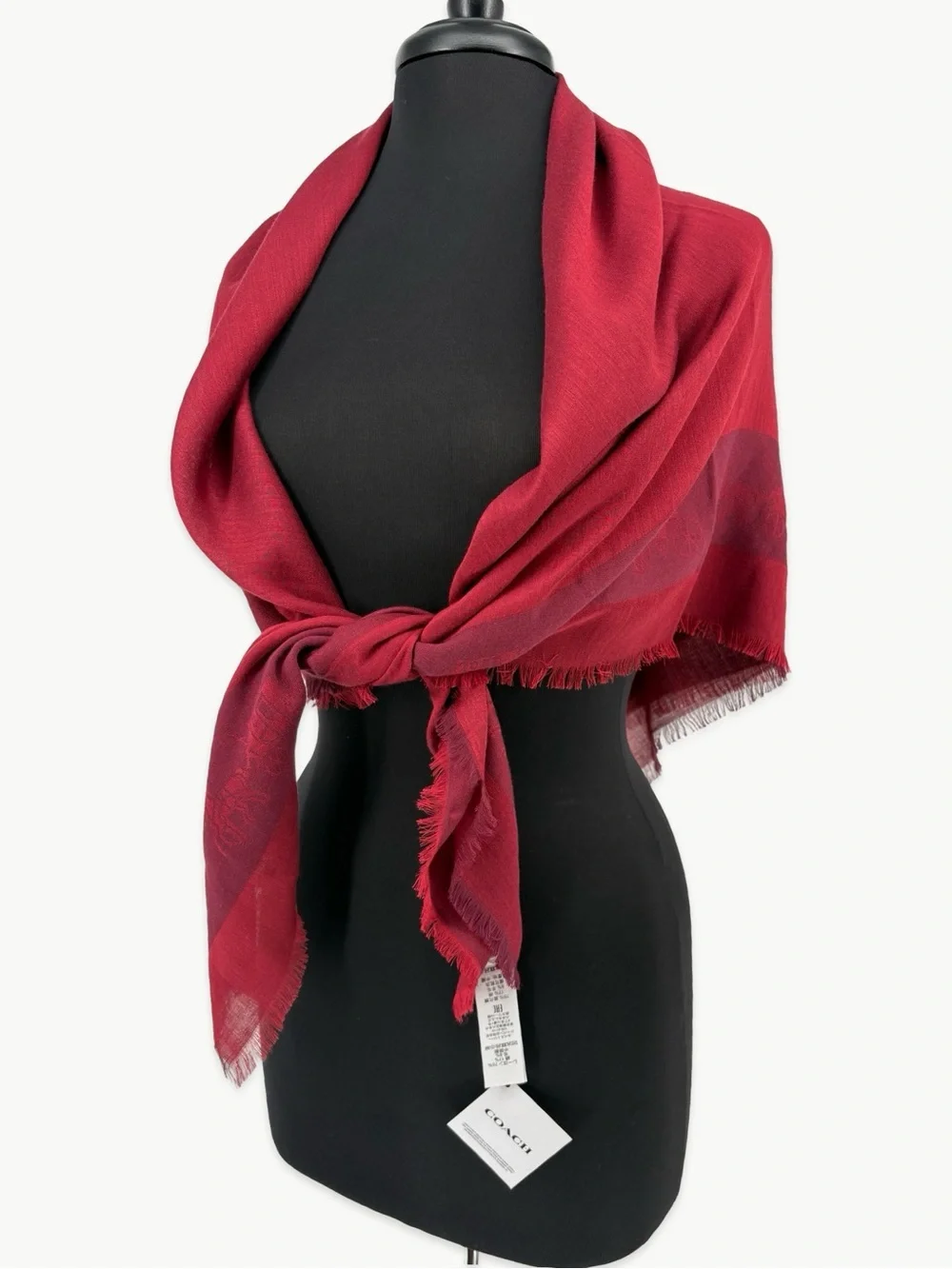 Coach Horse & Carriage Border Oversized Square Scarf 1941 Red NWT
